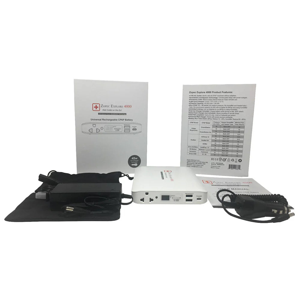 Zopec Explore 4000 CPAP Battery Backup & Travel Power Supply Zopec Medical