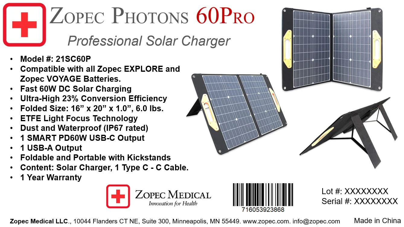 Zopec PHOTONS 60W Pro SMART Solar Panel Zopec Medical