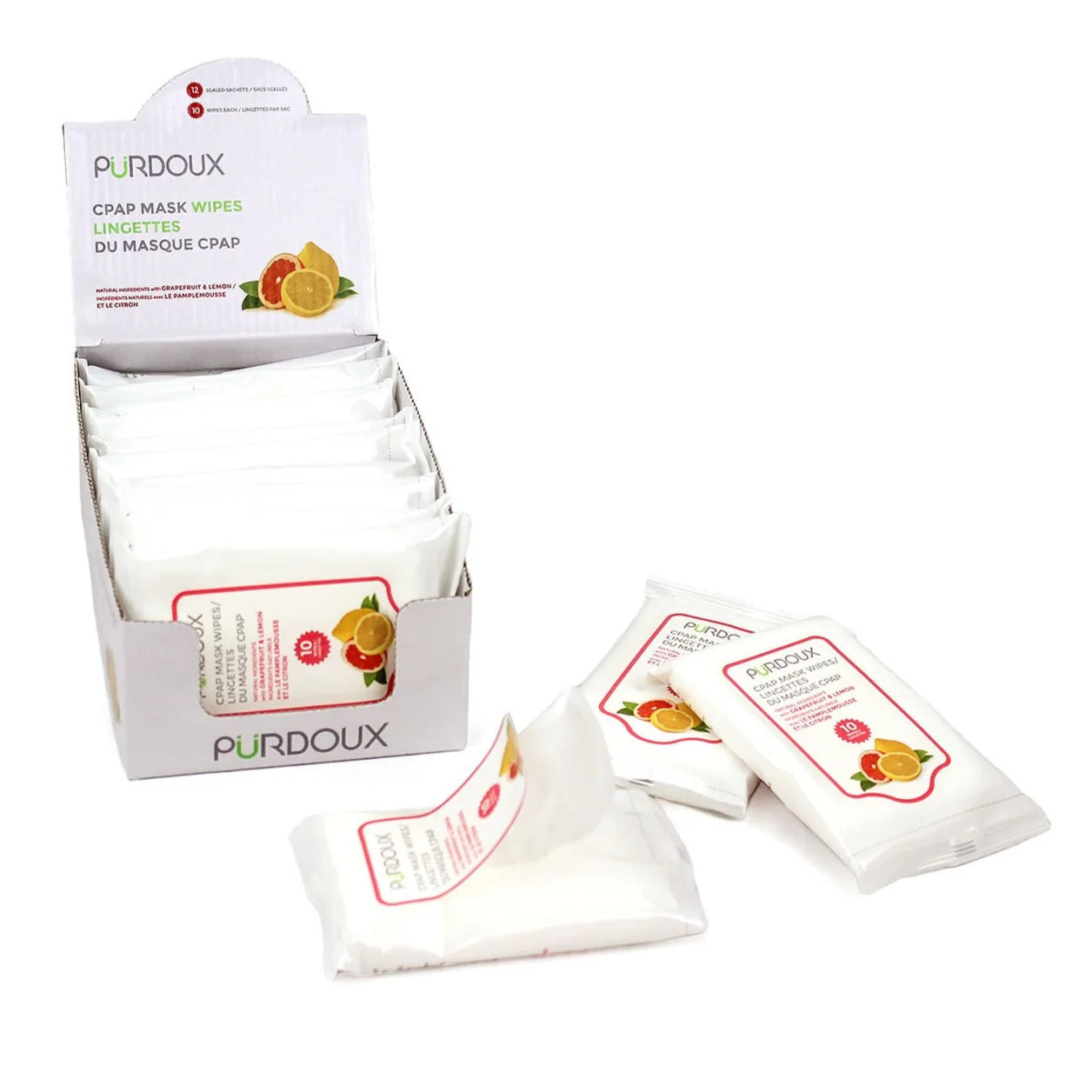 Pürdoux™ CPAP Mask Wipes - Lingettes 12 Pack (120 Wipes) Choice One Medical